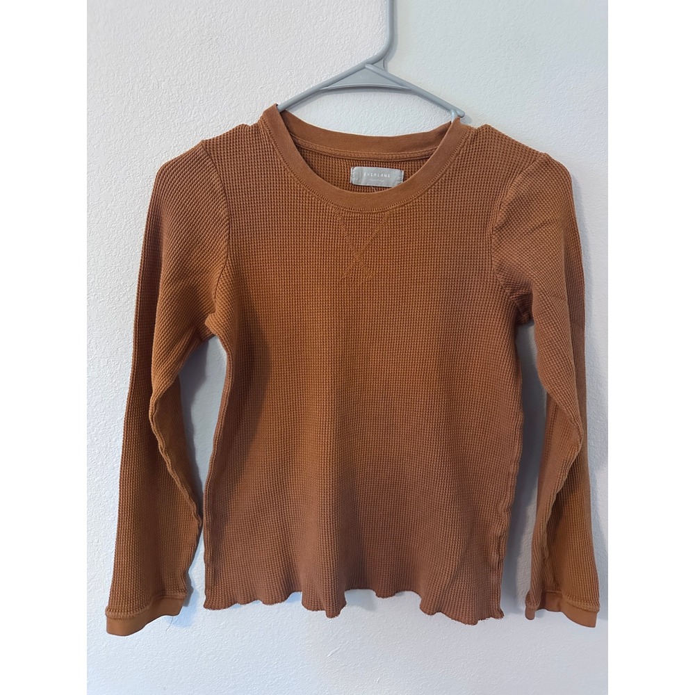 Everlane Waffle Knit M Brown Orange Organic 100% Cotton Long Sleeve Thermal